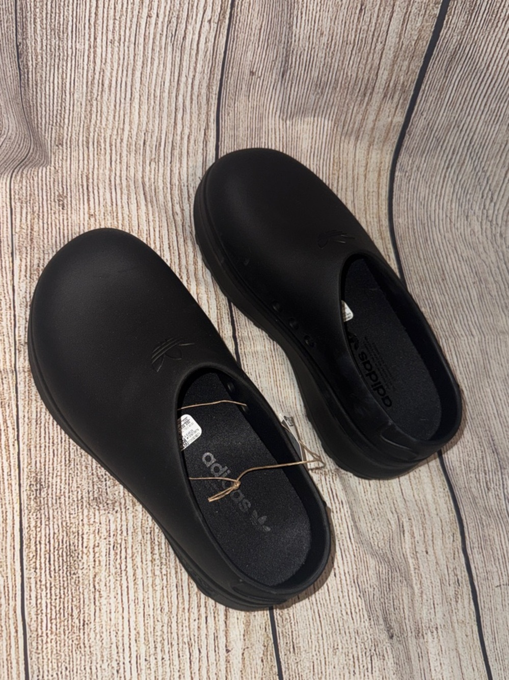 adidas Matte Black Closed-Toe Slip-Ons